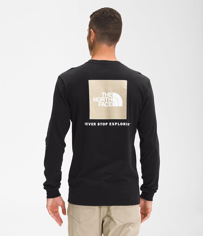 The North Face T-Shirts Long Sleeve Box NSE Black - Mens - Thailand BGMVU-8073